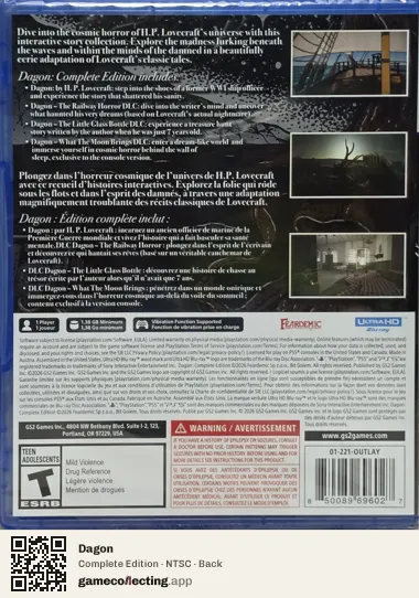 Dagon PlayStation 5, NTSC box back