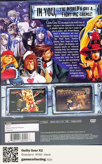 Guilty Gear X2 PlayStation 2, NTSC box back