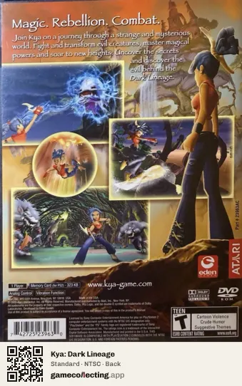 Kya: Dark Lineage PlayStation 2, NTSC box back