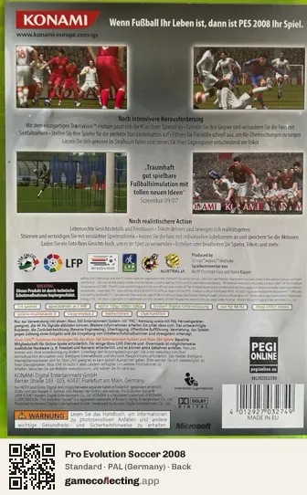 Pro Evolution Soccer 2008 Xbox 360, Germany box back