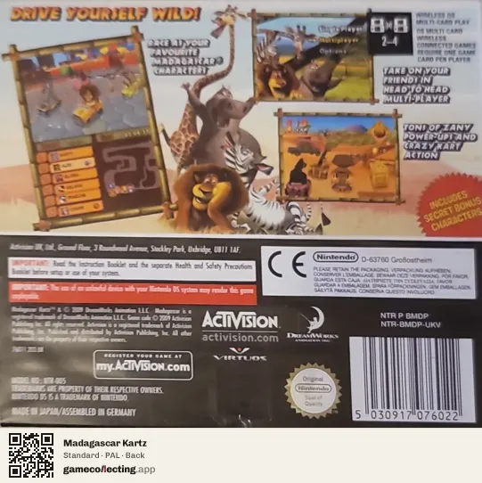 Madagascar Kartz Nintendo DS, PAL box back