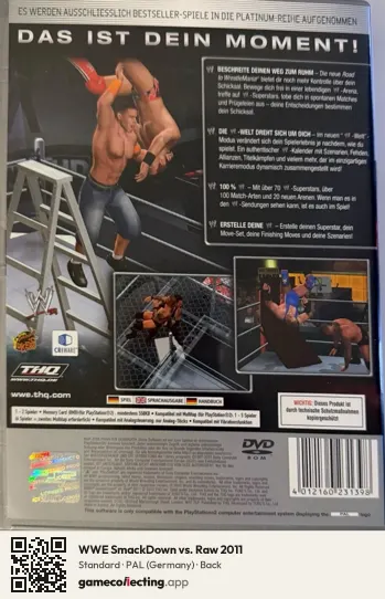 WWE SmackDown vs. Raw 2011 PlayStation 2, Germany box back