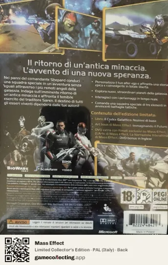 Mass Effect Xbox 360, Italy box back