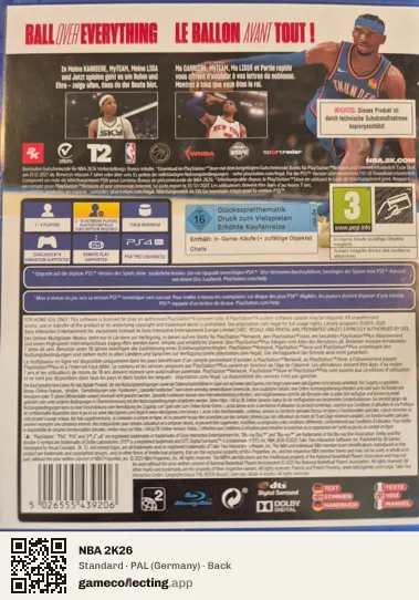 NBA 2K26 PlayStation 4, Germany box back