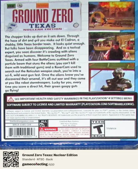 Ground Zero Texas: Nuclear Edition PlayStation 4, NTSC box back