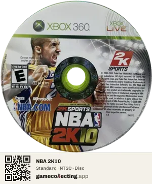 NBA 2K10 Xbox 360, NTSC disc