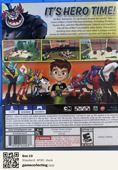 Ben 10 PlayStation 4, NTSC box back