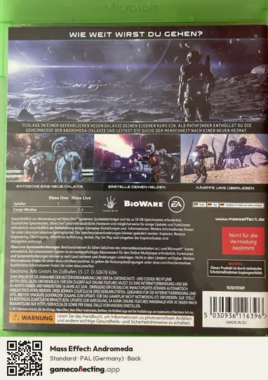 Mass Effect: Andromeda Xbox One, Germany box back