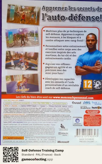 Self-Defense Training Camp Xbox 360, France box back