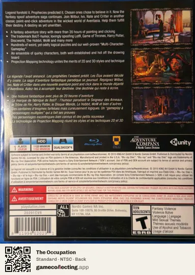 The Occupation PlayStation 4, NTSC box back