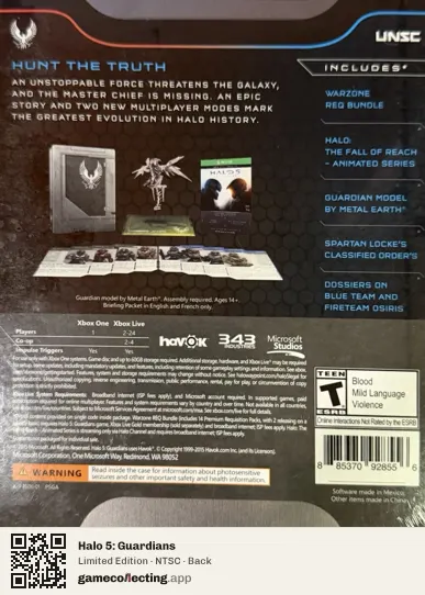 Halo 5: Guardians Xbox One, NTSC box back