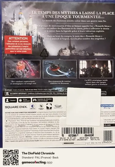 The DioField Chronicle PlayStation 5, France box back