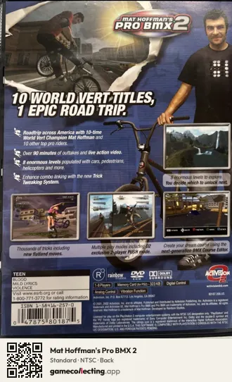 Mat Hoffman's Pro BMX 2 PlayStation 2, NTSC box back