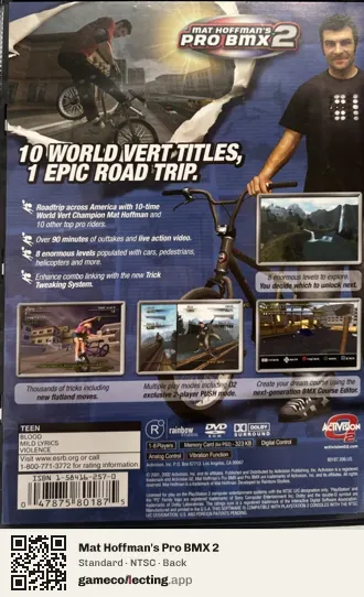 Mat Hoffman's Pro BMX 2 PlayStation 2, NTSC box back