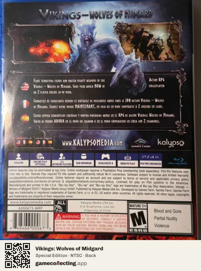 Vikings: Wolves of Midgard PlayStation 4, NTSC box back
