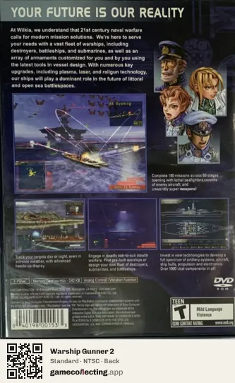 Warship Gunner 2 PlayStation 2, NTSC box back