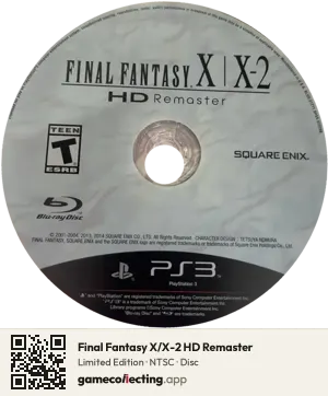 Final Fantasy X/X-2 HD Remaster PlayStation 3, NTSC disc