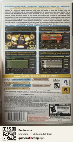 Beaterator PlayStation Portable, Canada box back