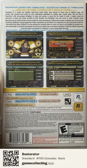 Beaterator PlayStation Portable, Canada box back