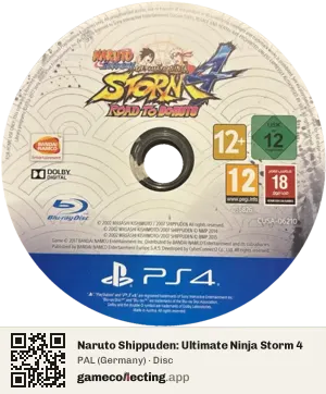 Naruto Shippuden: Ultimate Ninja Storm 4 PlayStation 4, PAL disc