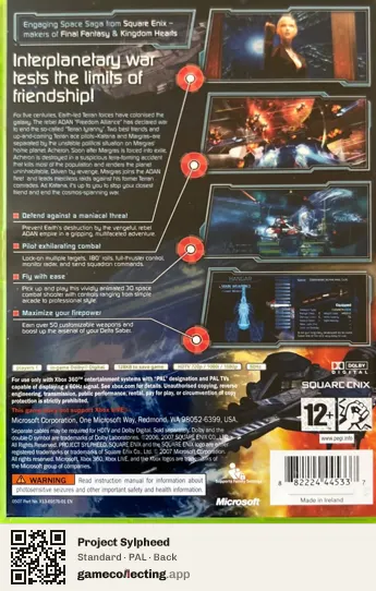 Project Sylpheed Xbox 360, PAL box back