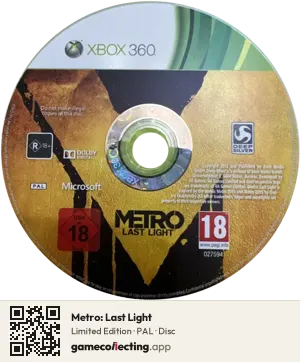 Metro: Last Light Xbox 360, PAL disc