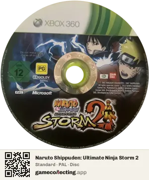 Naruto Shippuden: Ultimate Ninja Storm 2 Xbox 360, PAL disc