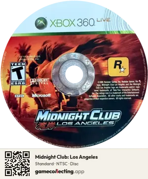 Midnight Club: Los Angeles Xbox 360, NTSC disc