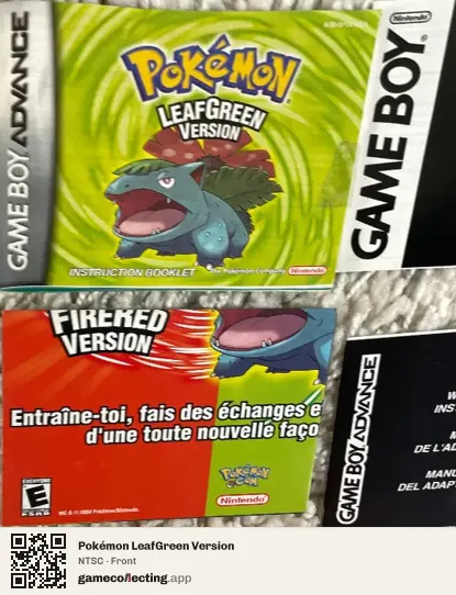 Pokémon LeafGreen Version Game Boy Advance, NTSC box front