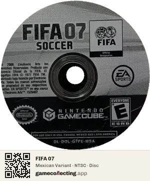 FIFA 07 Nintendo GameCube, NTSC disc