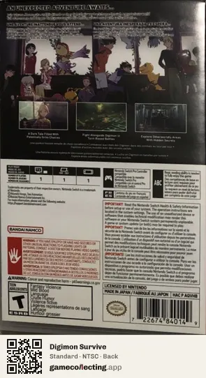 Digimon Survive Nintendo Switch, NTSC box back