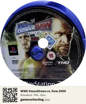 WWE SmackDown vs. Raw 2009 PlayStation 2, PAL disc
