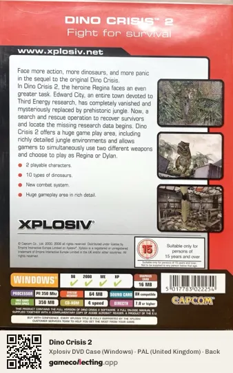 Dino Crisis 2 Computer, United Kingdom box back