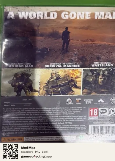 Mad Max Xbox One, PAL box back