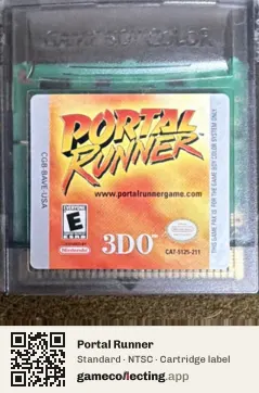 Portal Runner Game Boy Color, NTSC cartridge label
