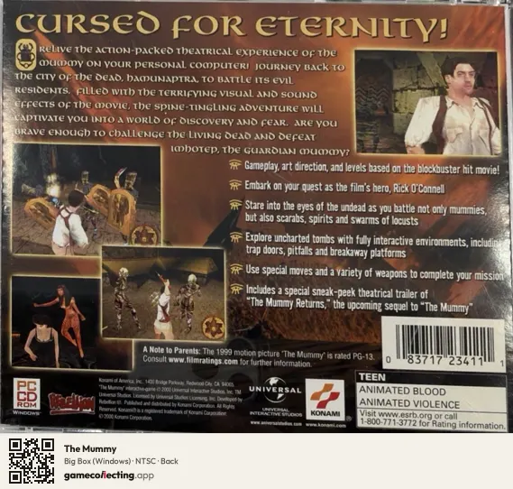 The Mummy Computer, NTSC box back