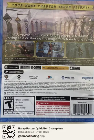 Harry Potter: Quidditch Champions PlayStation 5, NTSC box back