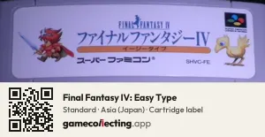 Final Fantasy IV: Easy Type Super Nintendo Entertainment System, Asia cartridge label
