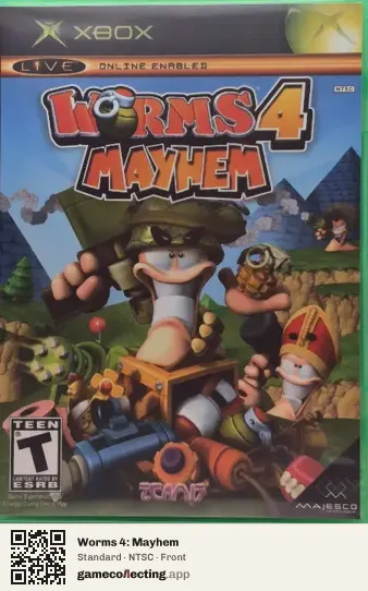 Worms 4: Mayhem Xbox, NTSC box front