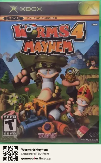 Worms 4: Mayhem Xbox, NTSC box front