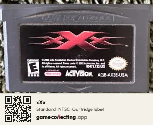 xXx Game Boy Advance, NTSC cartridge label