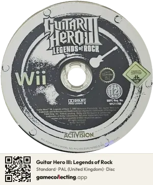 Guitar Hero III: Legends of Rock Nintendo Wii, PAL disc