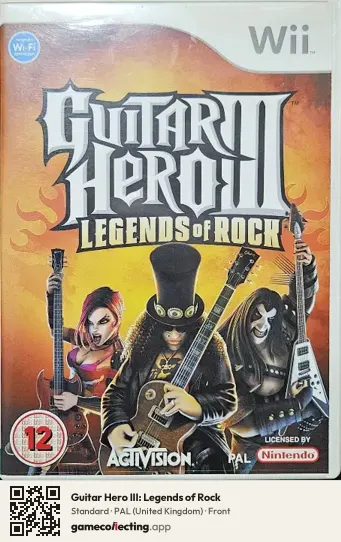 Guitar Hero III: Legends of Rock Nintendo Wii, United Kingdom box front