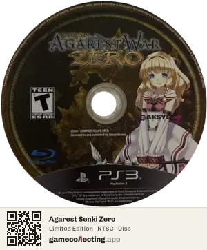 Agarest Senki Zero PlayStation 3, NTSC disc