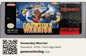 Doomsday Warrior Super Nintendo Entertainment System, NTSC cartridge label