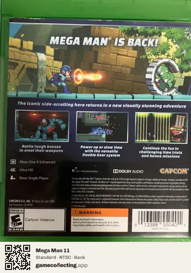 Mega Man 11 Xbox One, NTSC box back