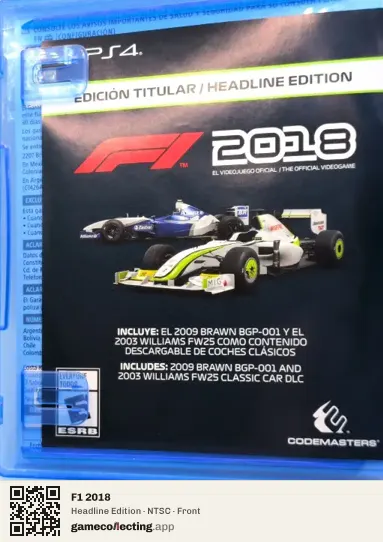 F1 2018 PlayStation 4, NTSC box front
