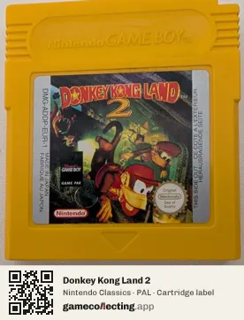 Donkey Kong Land 2 Game Boy, PAL cartridge label
