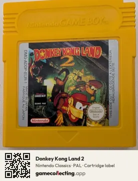 Donkey Kong Land 2 Game Boy, PAL cartridge label