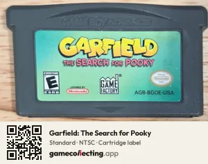 Garfield: The Search for Pooky Game Boy Advance, NTSC cartridge label